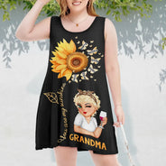 Sunflowers Grandma - Personalized Sleeveless Tank Dress