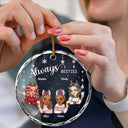 Always Besties Sisters Christmas - Personalized Circle Glass Ornament