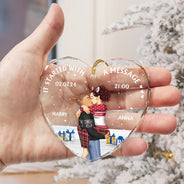 Gift For Couples, Gift For Husband, Gift For Wife, Gift For Boyfriend, Gift For Girlfriend - Started With A Message Couples Christmas - Personalized Heart Shaped Glass Ornament