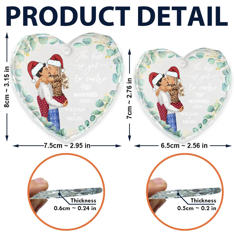 Wedding, Gift For Couples - Kissing Couple Newly Engaged The Best Is Yet To Come - Personalized Glass Ornament