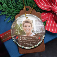 Memorial - Custom Photo Because Someone We Love Is In Heaven - Personalized Circle Glass Ornament