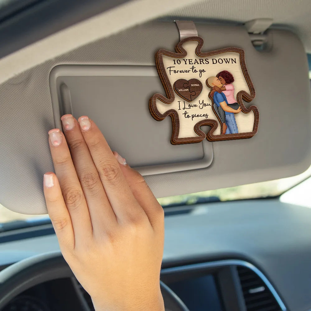 Gift For Couples,Gift For Husband,Gift For Wife,Gift For Boyfriend,Gift For Girlfriend,Love - Couple I Love You To Pieces - Personalized Custom Shaped Car Visor Clip