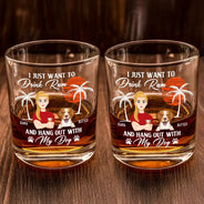 Pet Lovers, Pet Mom, Dog Lovers, Cat Lovers, Pet Dad - I Just Want To Drink - Personalized Whiskey Glass