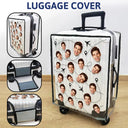 Travel,Custom Photo,Pet Lovers,Dog Lovers,Cat Lovers,Gift For Yourself - Custom Photo Funny Family Dog Cat Pet Face - Personalized Clear Luggage Cover