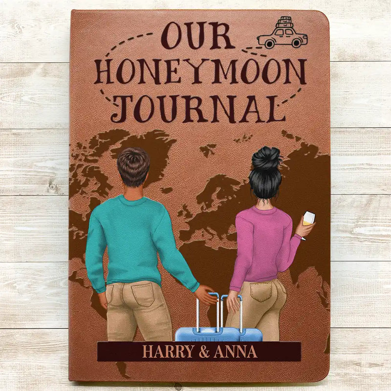 Travel, Gift For Couples, Gift For Husband, Gift For Wife, Gift For Boyfriend, Gift For Girlfriend - Our Adventure Book Travel Couple - Personalized Leather Journal
