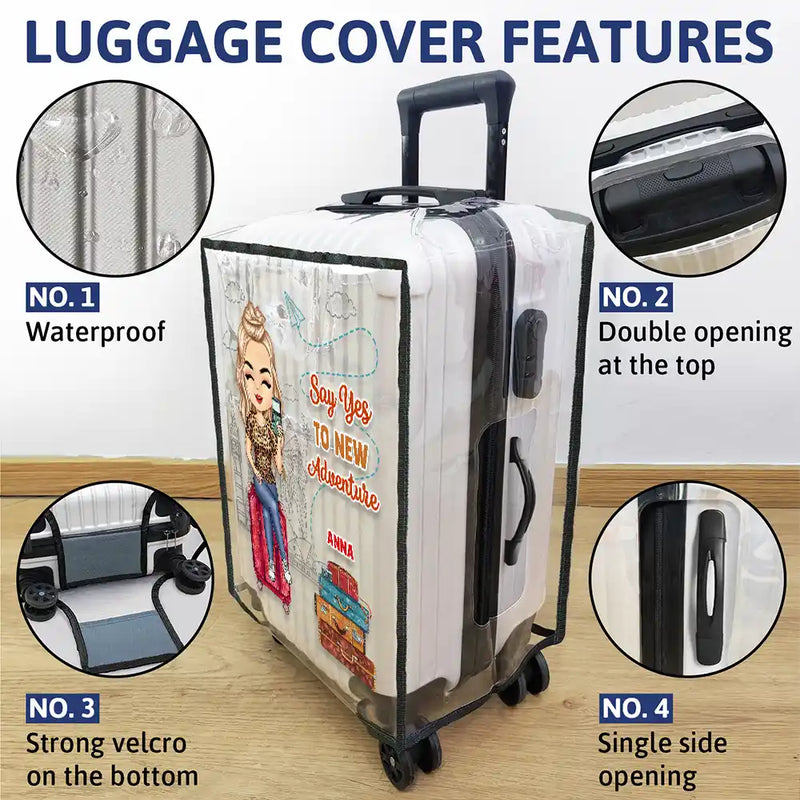 Travel,Gift For Yourself,Gift For Women,Gift For Men,Happy - It's On My List Travel Lover - Personalized Clear Luggage Cover