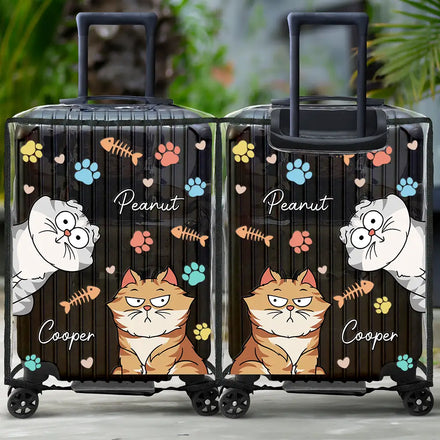 My Lovely Fur Babies Cartoon Cats - Personalized Clear Luggage Cover