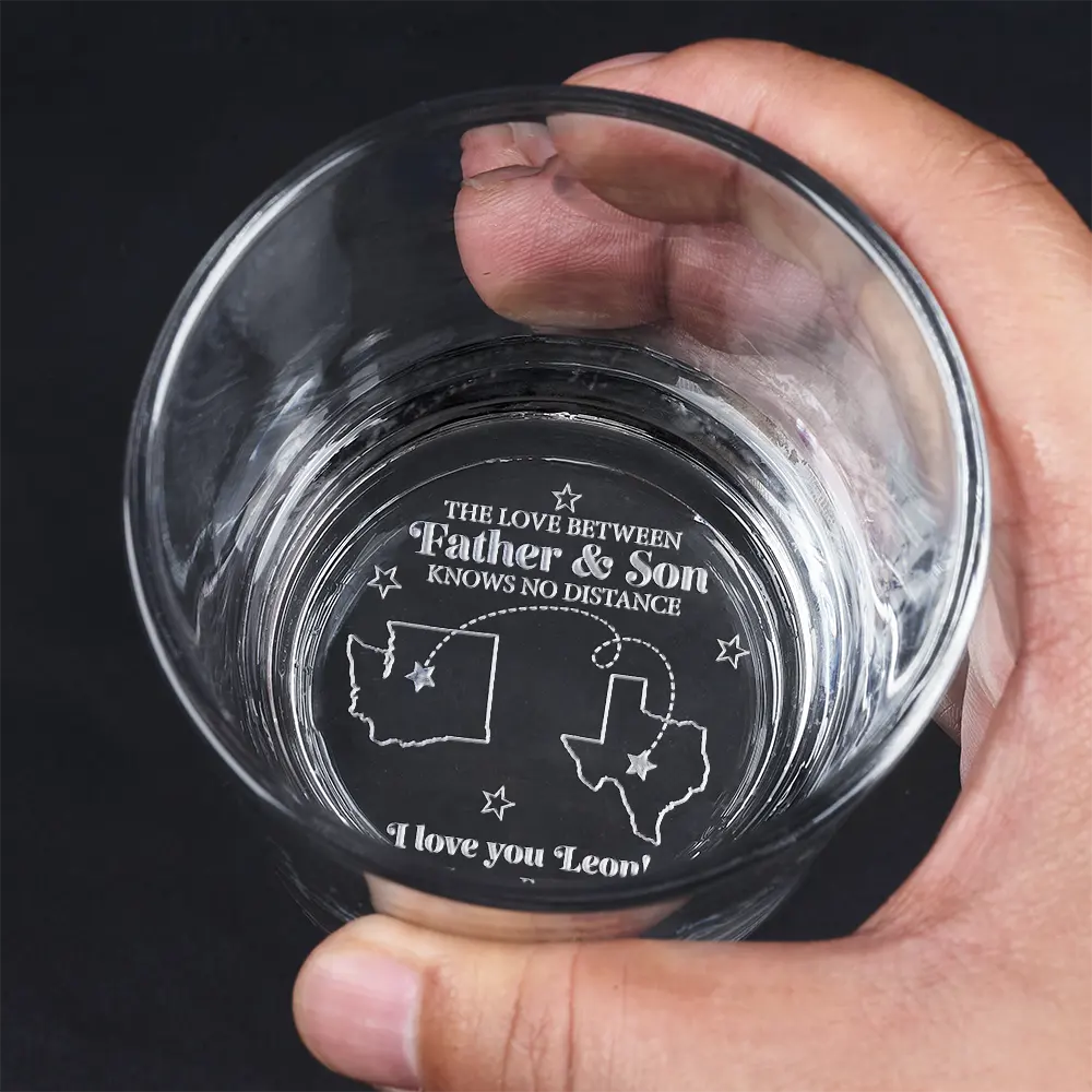Family,Long Distance,Happy - The Love Between Knows No Distance - Personalized Engraved Whiskey Glass