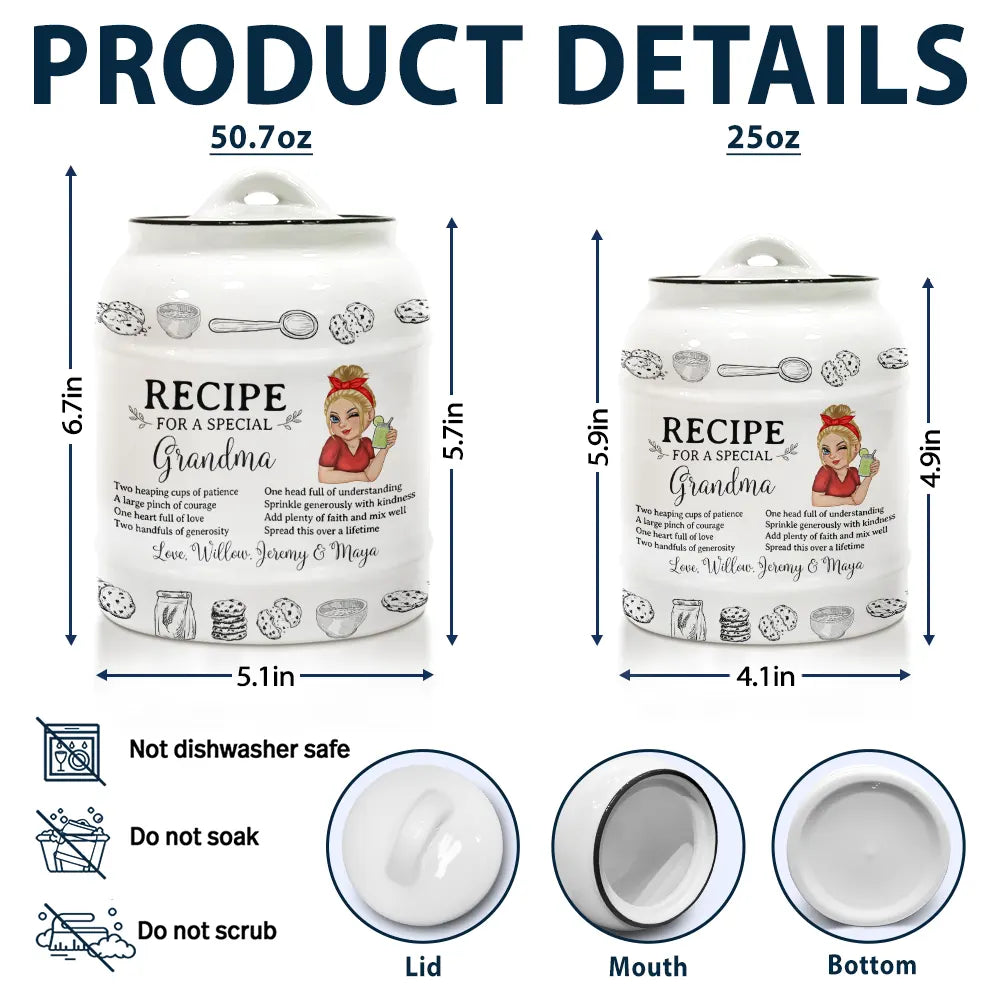Recipe For A Special Grandma Mom - Personalized Cookie Jar