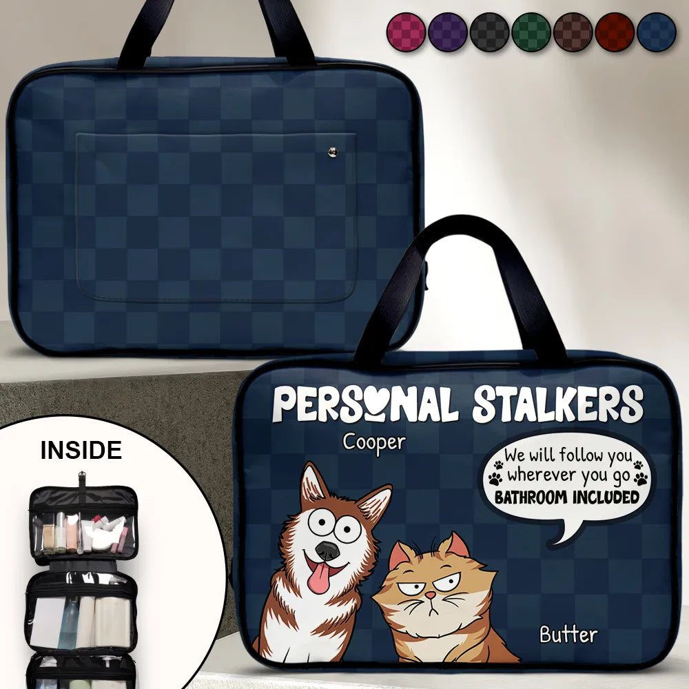 Cartoon Dog Cat Personal Stalkers - Personalized Toiletry Bag