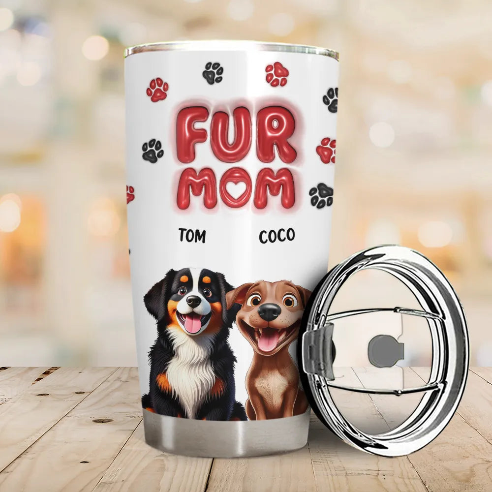 Dog Lovers,Dog Mom,Pet Lovers - Dog Mom Red 3D Effect - Personalized Tumbler