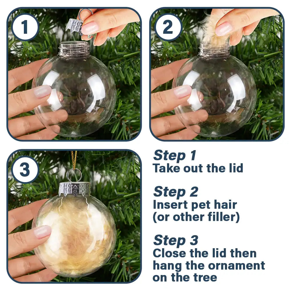 [Test] - Dog Cat Ears Outline Custom Name - Personalized Fillable Clear Ball Ornament
