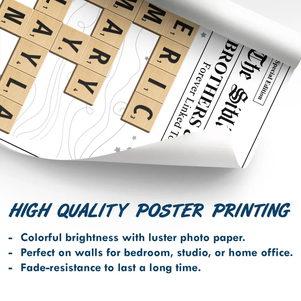 Gift For Sibling,Gift For Sisters,Gift For Brothers,Christmas,Happy - Crossword The Siblings Times - Personalized Poster