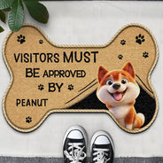 Dog Lovers,Dog Mom,Dog Dad,Dog Couple - 3D Effect Funny Dogs Visitors Must Be Approved By - Personalized Custom Shaped Doormat