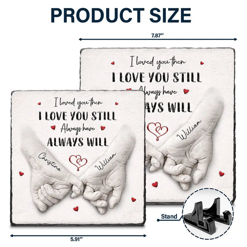 Gift For Couples,LGBT,Gift For Women,Gift For Men,Love,Top Market - 3D Inflated Effect Printed Couple Loved You Then Love You Still - Personalized Rectangle Memorial Garden Stone