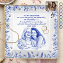 Gift For Daughter,Gift For Women,Happy,Gift For Grandkids,Photo - Pencil Sketch - Custom Photo Pencil Sketch My Daughter Granddaughter Forever - Personalized Ring Dish