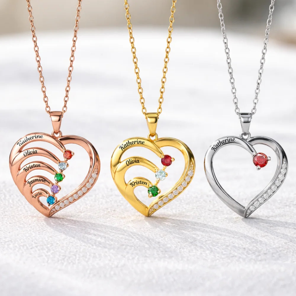 Gift For Women,Gift For Yourself,Gift For Mother,Love,Happy,Gift For Bestie - Soul Sisters Custom Name Birth Month Jewelry - Personalized Birthstone Heart Necklace