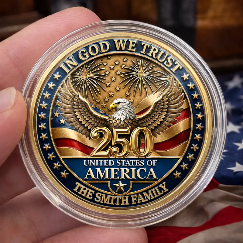 America 250th,Independence Day,Gift For Yourself,Family,Gift For Father,Gift For Brothers,Gift For Mother,Gift For Sisters,Happy,Gift For Grandparents,Photo - Custom Photo Stars And Stripes In God We Trust - Personalized Commemorative Keepsake Coin