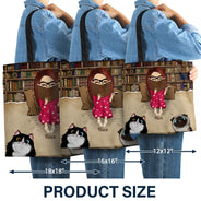 Reading Just A Girl Who Loves Books And Cats - Gift For Cat Lovers - Personalized Zippered Canvas Bag