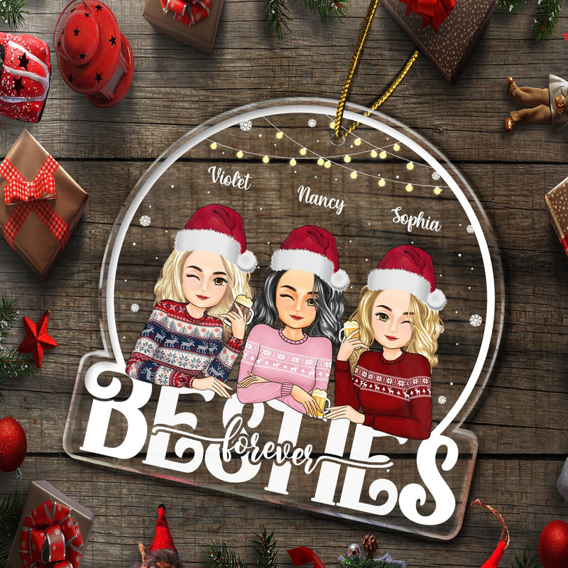 Besties Forever - Christmas, Bestie BFF Gift - Personalized Custom Shaped Acrylic Ornament