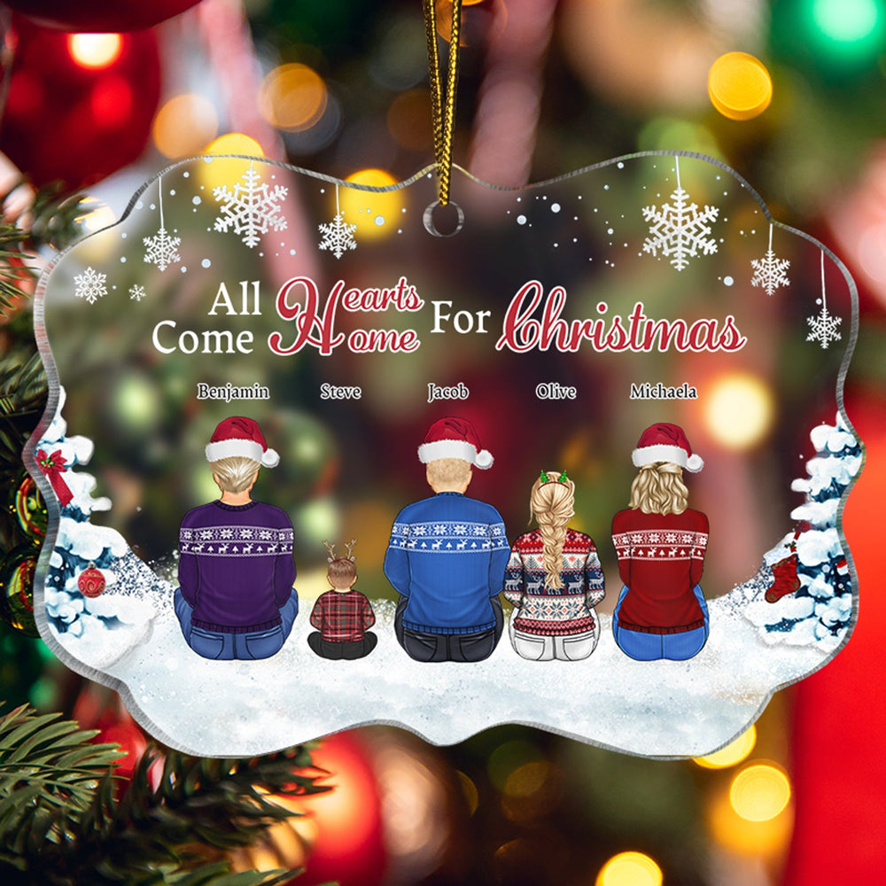 All Hearts Come Home For Christmas - Christmas, Gift For Family - Personalized Medallion Acrylic Ornament