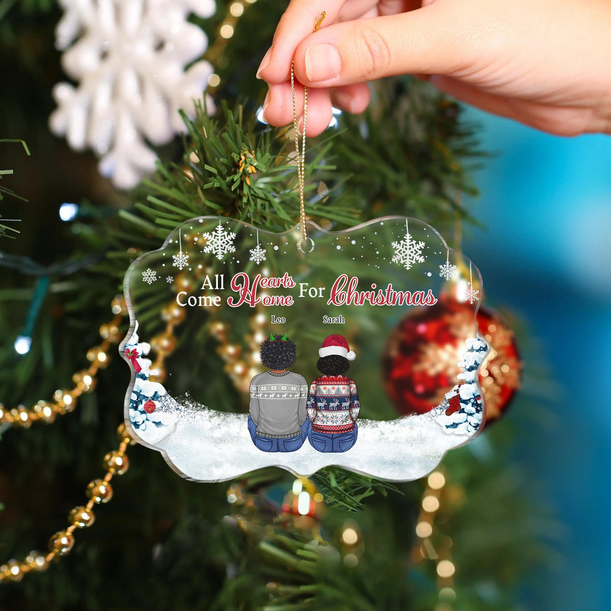 All Hearts Come Home For Christmas - Christmas, Gift For Family - Personalized Medallion Acrylic Ornament