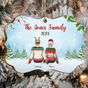 Back Family Snow - Christmas, Gift For Family - Personalized Medallion Wooden Ornament