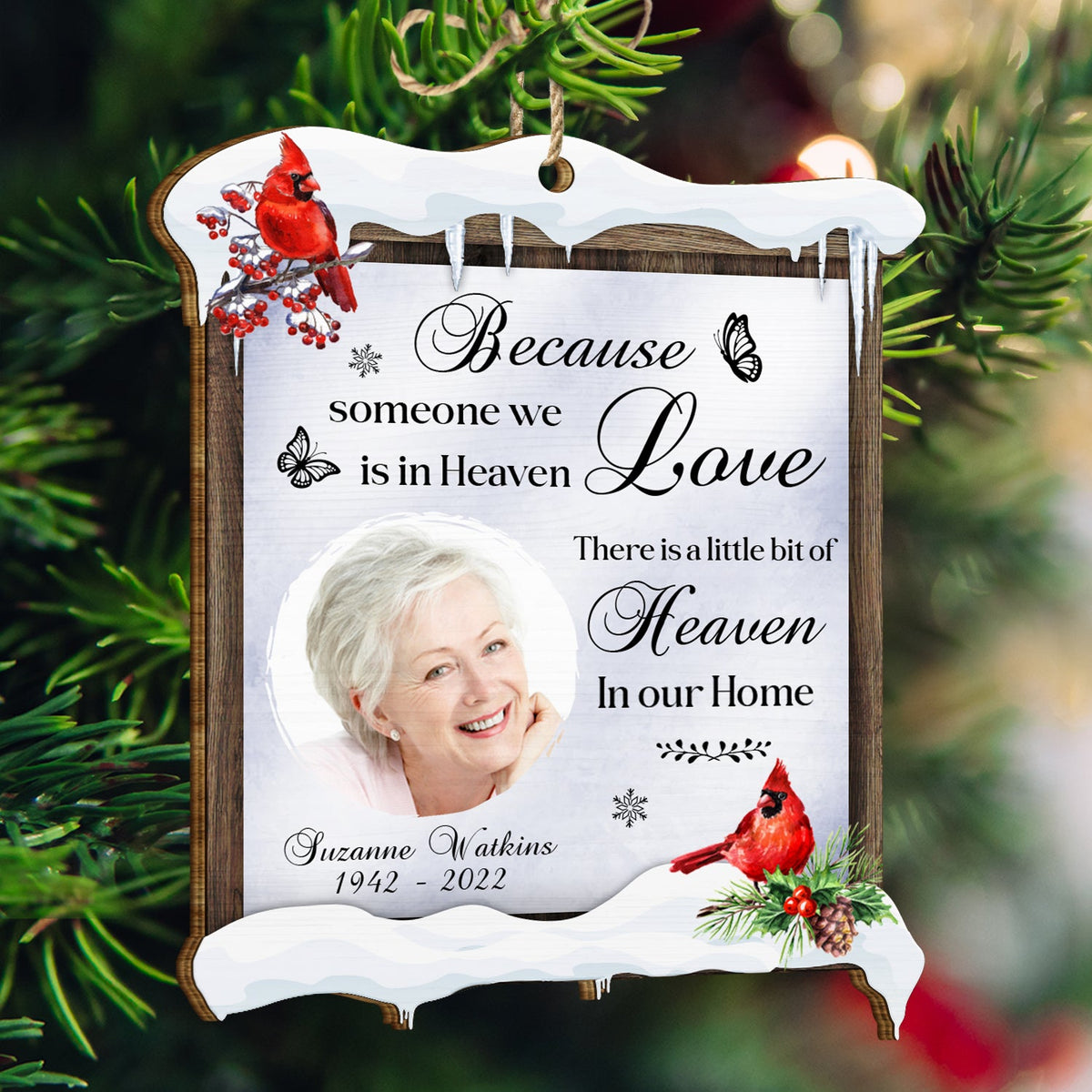 Custom Photo In Loving Memory - Christmas, Memorial Gift - Personalized Custom Shaped Wooden Ornament