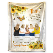 Mom You Are My Sunshine - Gift For Mom - Personalized Fleece Blanket