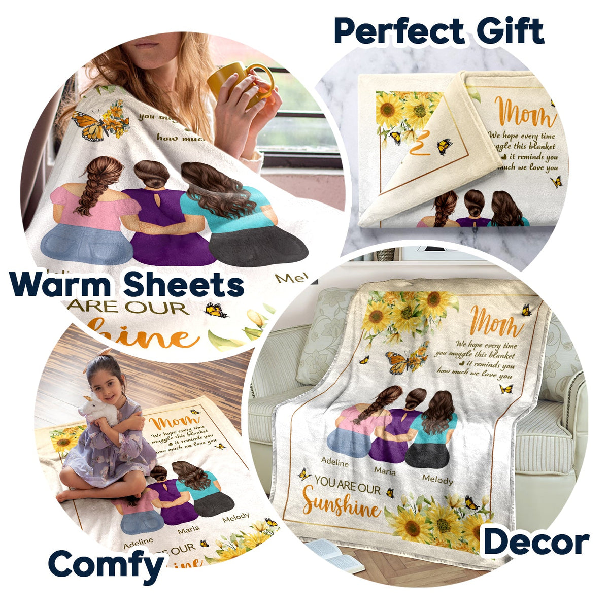 Mom You Are My Sunshine - Gift For Mom - Personalized Fleece Blanket