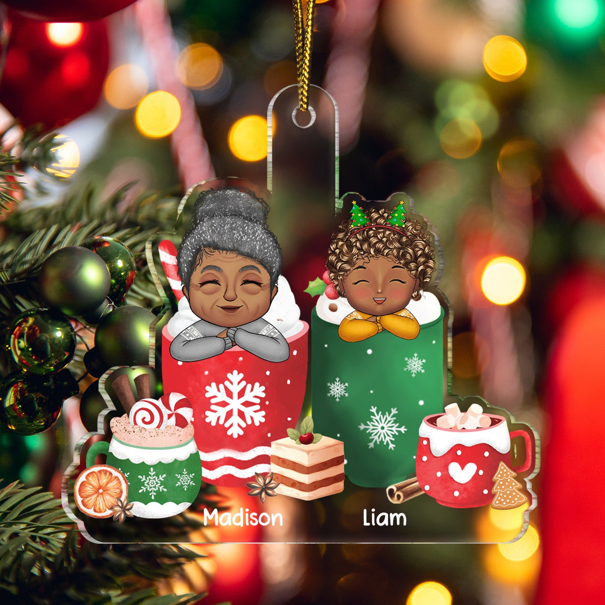 Grandma Grandpa Grandkid Cups - Gift For Grandkids, Kids - Personalized Cutout Acrylic Ornament