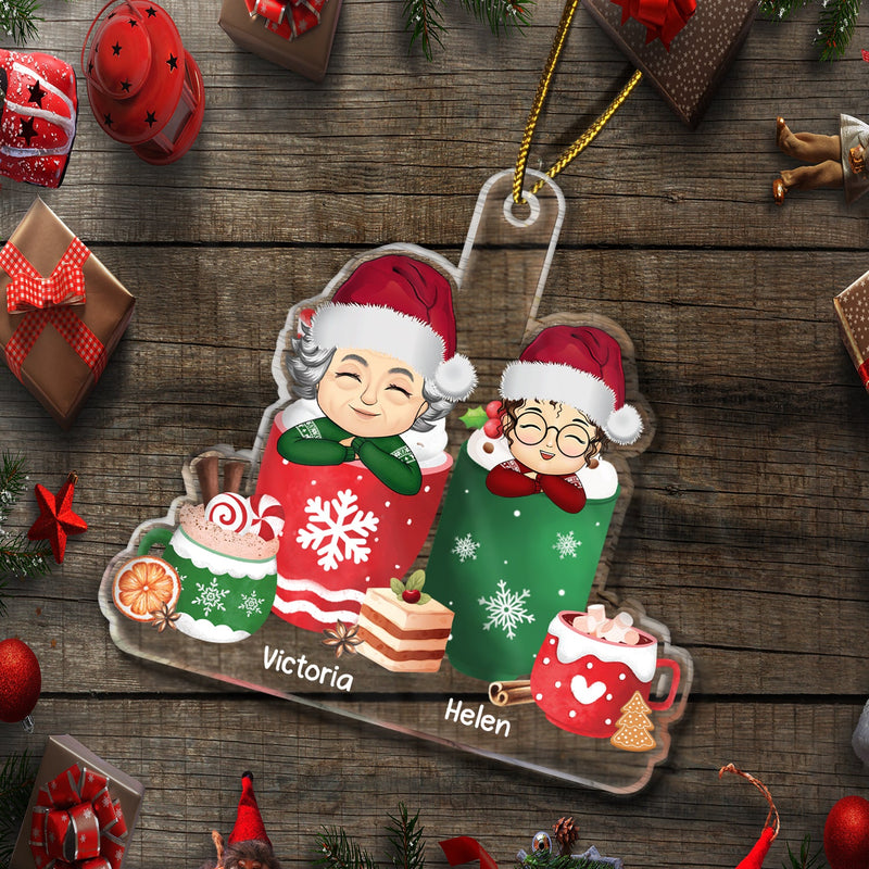 Grandma Grandpa Grandkid Cups - Gift For Grandkids, Kids - Personalized Cutout Acrylic Ornament