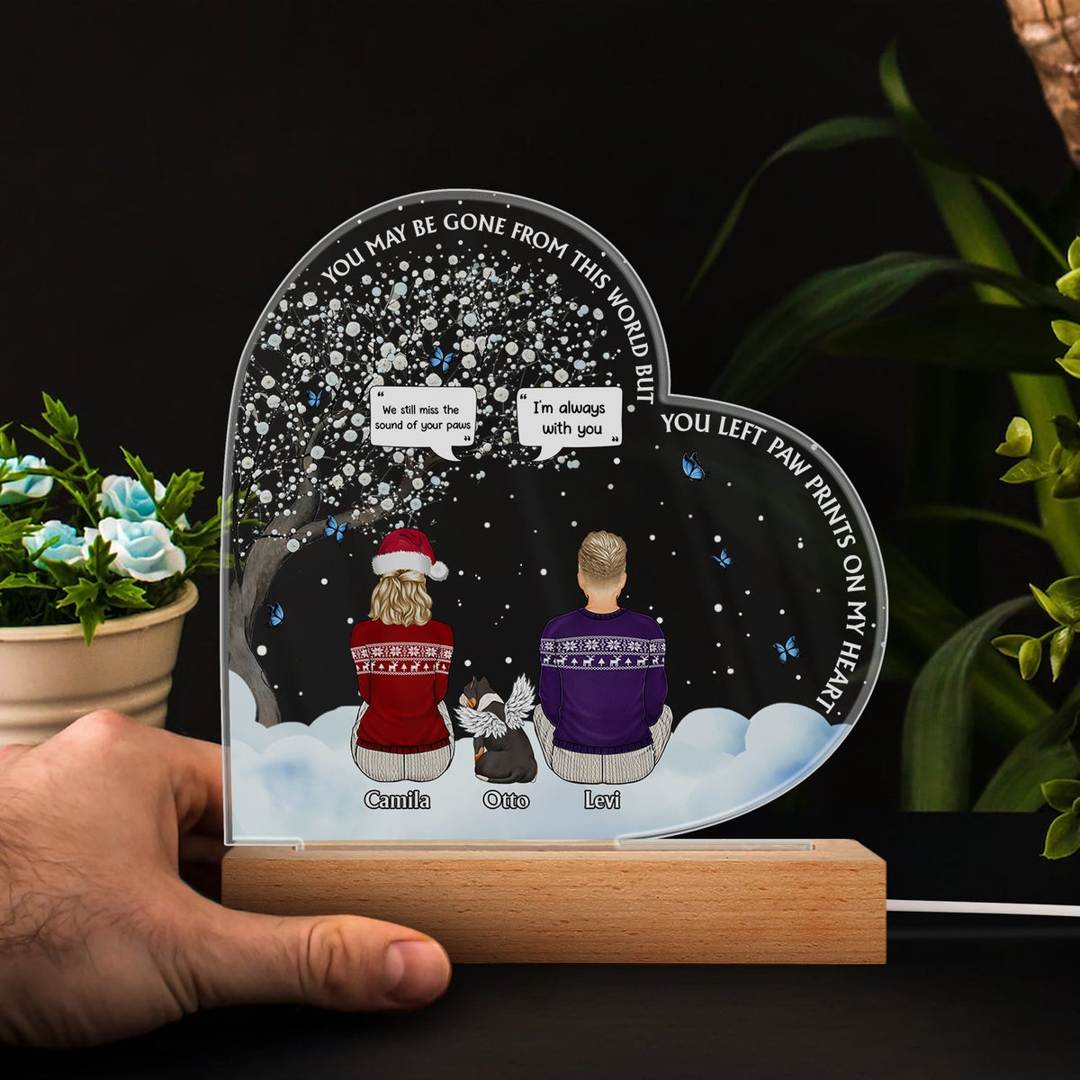 You Were My Favorite Hello And Hardest Goodbye - Memorial Gift For Pet Lovers - Personalized 3D Led Light Wooden Base