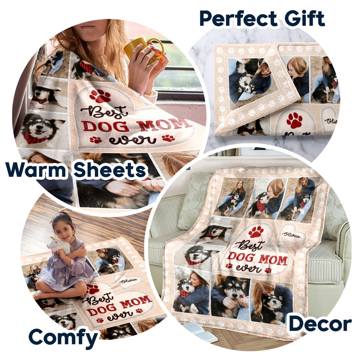 Custom Photo Best Fur Mom Dad Ever - Gift For Pet Lovers - Personalized Fleece Blanket, Sherpa Blanket