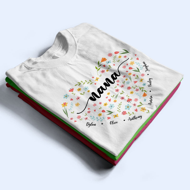 Mom Grandma Flowers - Gift For Mother, Grandmother - Personalized T Shirt