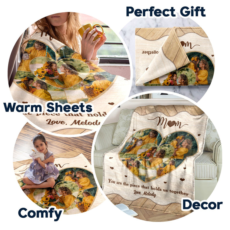 Custom Photo Mommy You Are The Pieces - Gift For Mother, Mom - Personalized Fleece Blanket, Sherpa Blanket