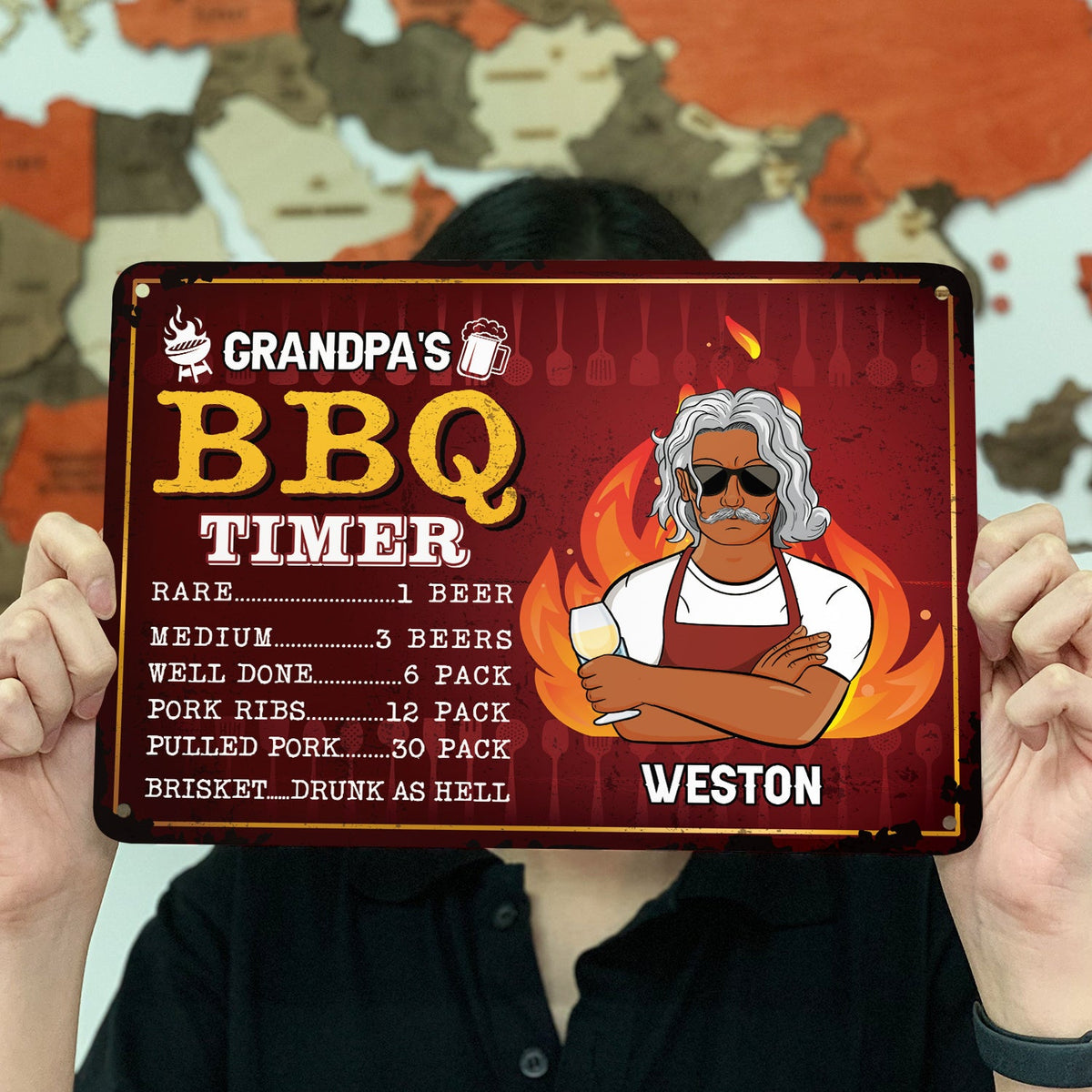 Dad's BBQ Timer - Gift For Father, Grandpa - Personalized Classic Metal Signs