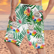 Custom Photo Aloha Dog Cat - Personalized Unisex Beach Shorts