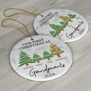 First Christmas As Grandparents - Personalized Circle Ceramic Ornament