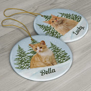 Memorial, Pet Lovers - Custom Photo Pet Face Memorial - Personalized Circle Ceramic Ornament