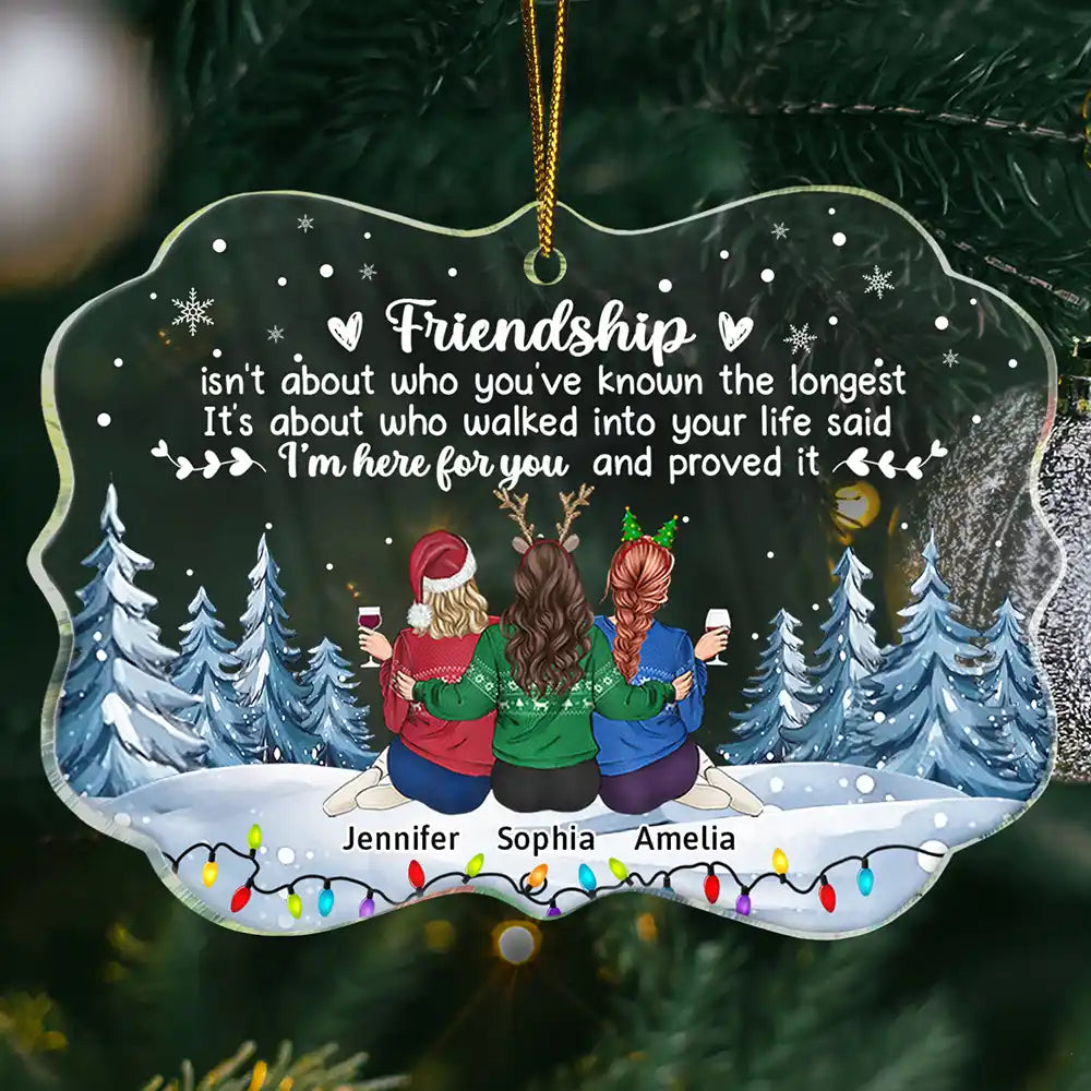 Friendship I'm Here For You Christmas Besties - Personalized Medallion Acrylic Ornament