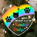 Pet Lovers - A Piece Of My Heart Memorial Christmas - Personalized Heart Shaped Glass Ornament