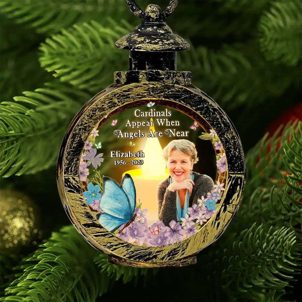 Christmas,Memorial,Family,Parents,Sad - Custom Photo Although You Cannot See Me Memorial - Personalized Candlelight Lantern Ornament
