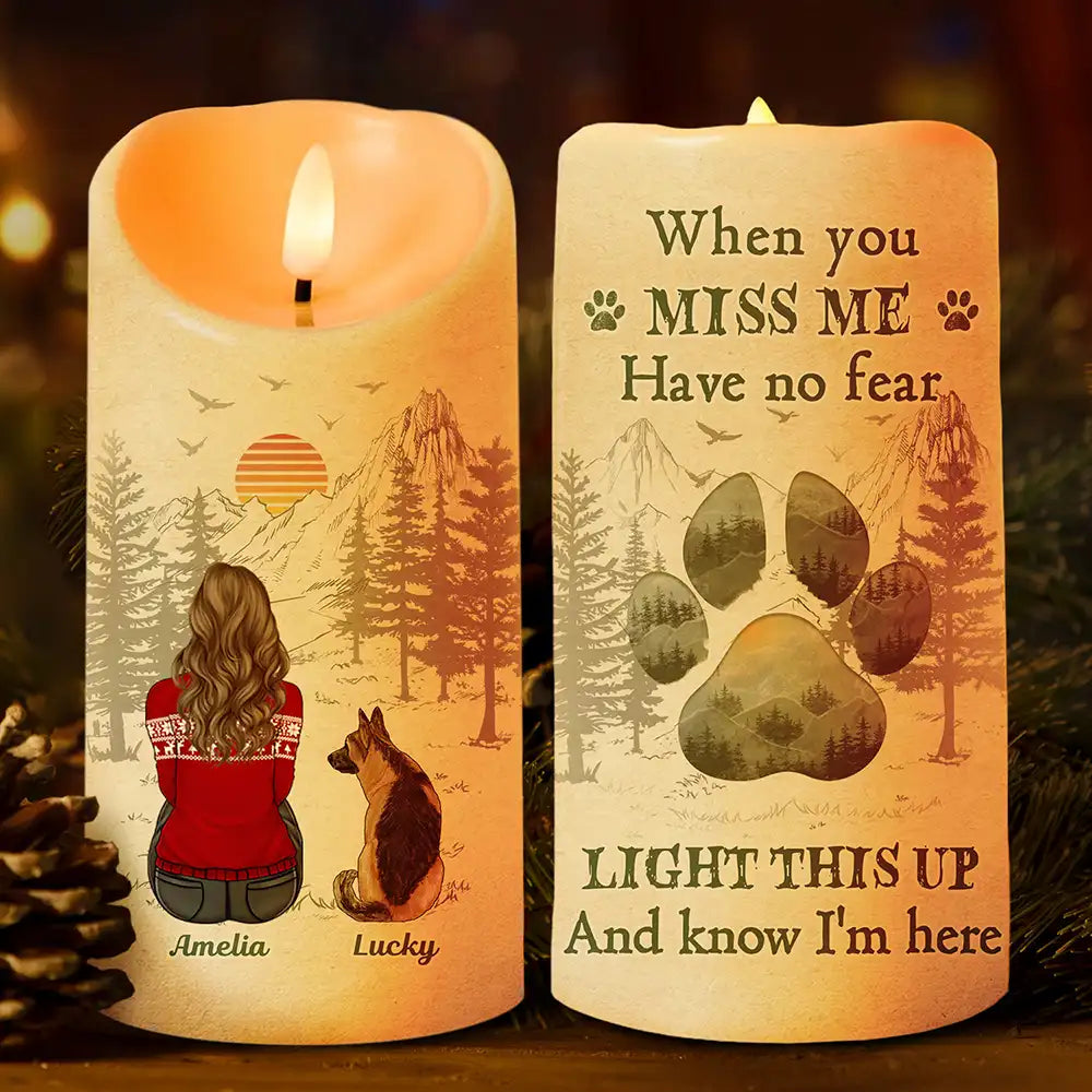 Light This Up And Know I'm Here Memorial Pet Lovers - Personalized Flameless LED Candle