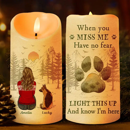 Light This Up And Know I'm Here Memorial Pet Lovers - Personalized Flameless LED Candle