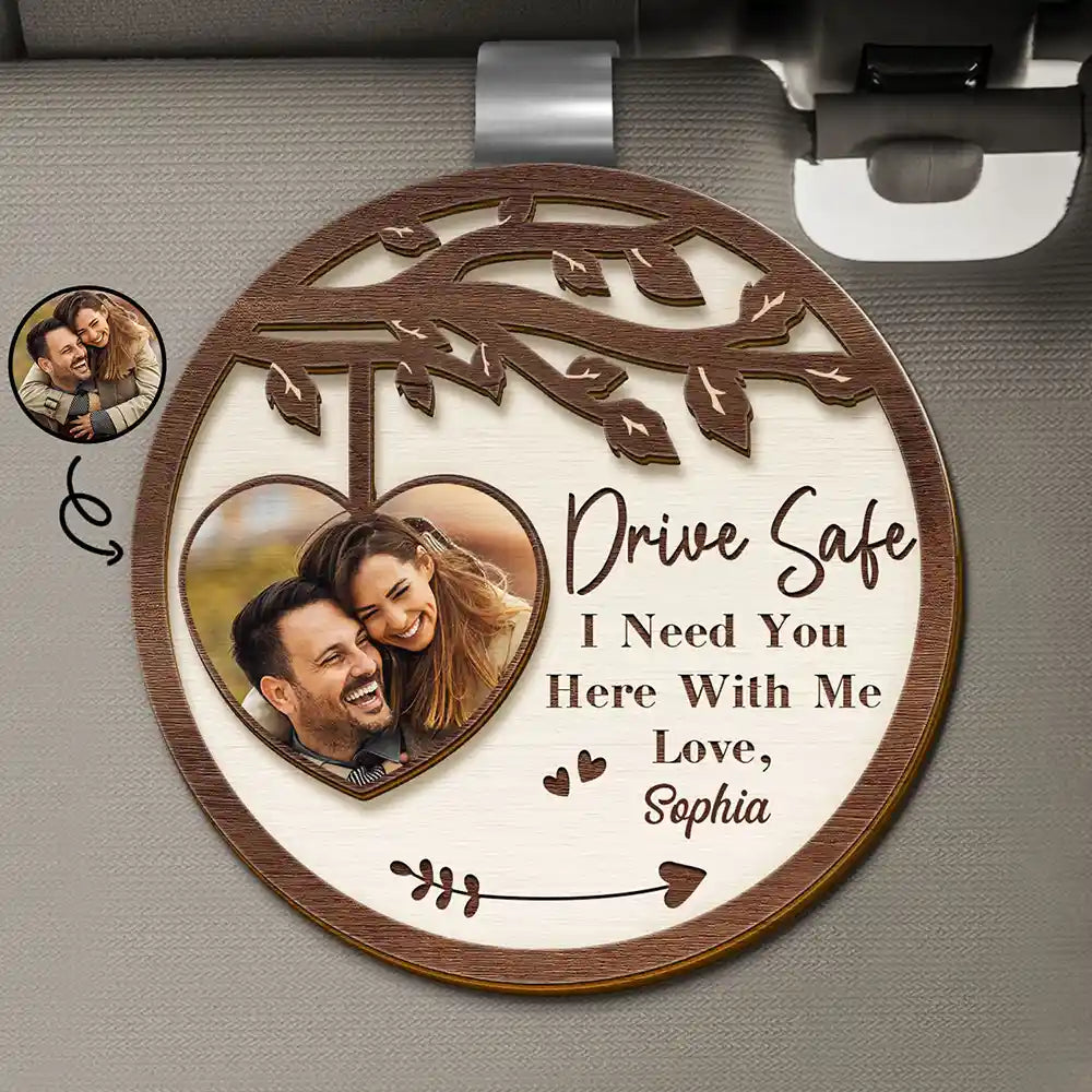 Custom Photo Couple I Need You Here With Me - Personalized Custom Shaped Car Visor Clip