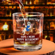 Retirement, Gift For Grandparents, Parents, Gift For Yourself, Gift For Men, Gift For Women, Gifts For Colleagues - Oops I Mean Happy Retirement - Personalized Whiskey Glass