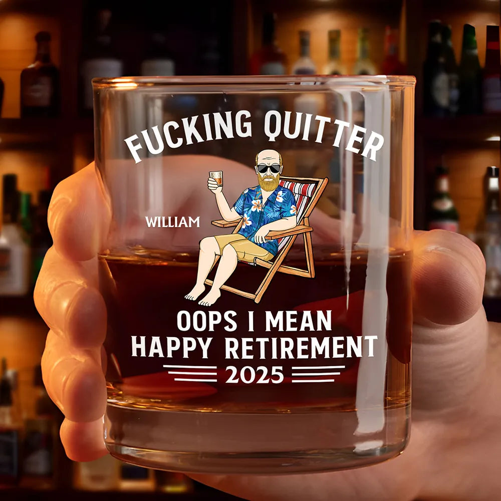Oops I Mean Happy Retirement - Personalized Whiskey Glass