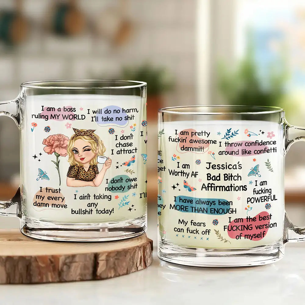 Girl's Affirmations Daily Reminder - Personalized Glass Mug