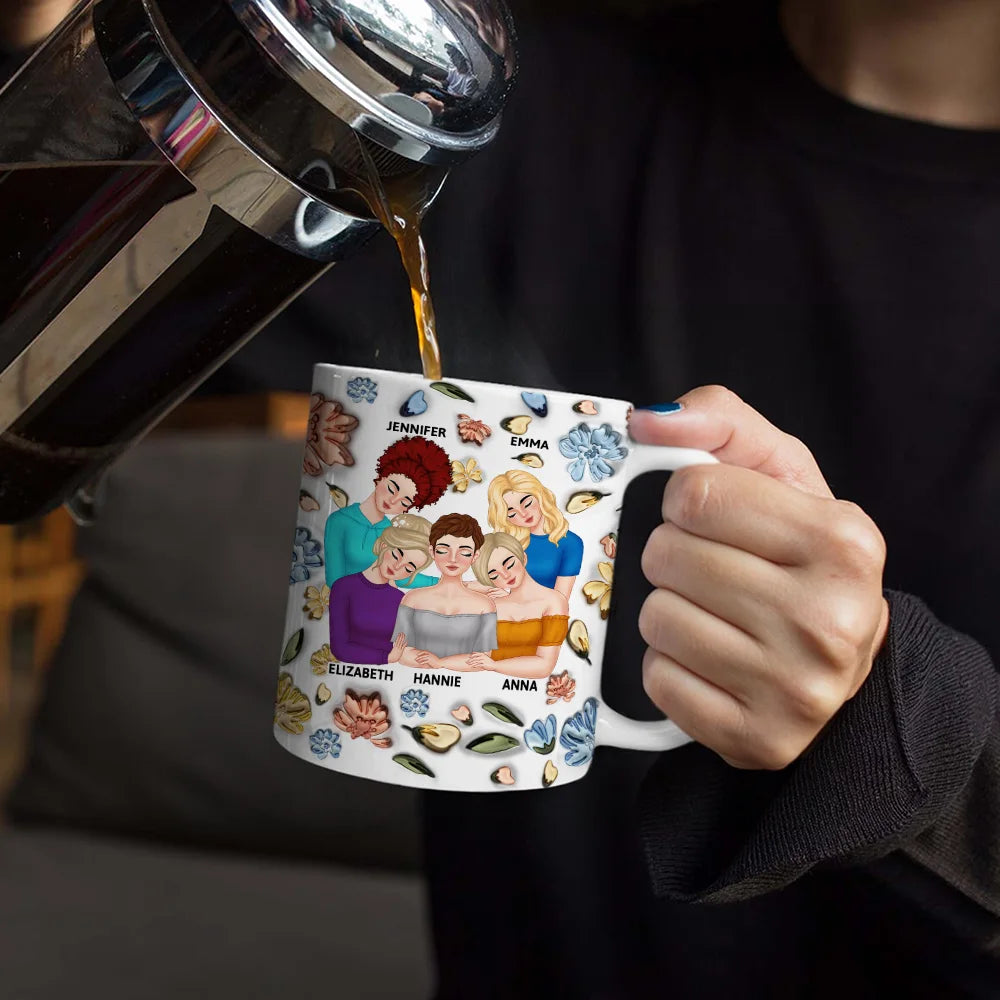 Gift For Mother,Gift For Daughter,Mom - Daughters (Adult),Love - Mother & Daughter Forever Linked Together - 3D Inflated Effect Printed Mug, Personalized White Edge-to-Edge Mug